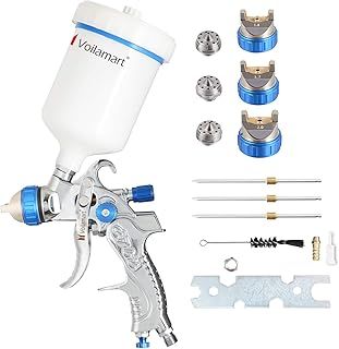Voilamart HVLP Gravity Feed Air Spray Gun 600CC Cup Paint Sprayer Airbrush Painting Tool Kit with 3 Nozzle 1.4MM 1.7MM 2.0MM