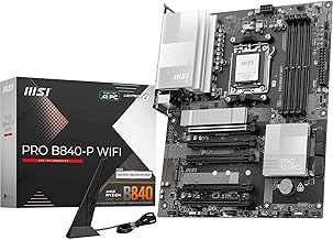 MSI PRO B840-P WIFI Motherboard, ATX - Supports AMD Ryzen 9000/8000 / 7000 Processors, AM5 - DDR5 Memory Boost (8000+ MT/s OC), PCIe 4.0 x16, M.2 Gen4, Wi-Fi 7, 2.5G LAN