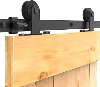 6.6FT/201cm Sliding Door Track Kit, CCJH Internal Barn Sliding Wood Doors Rail T Mount Hangers Black for Single Door