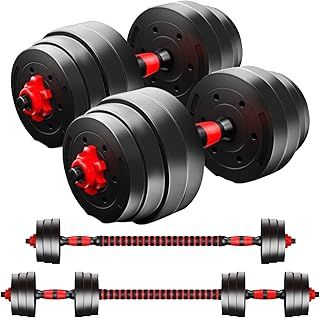 Dumbbells and Barbell Weight Set - Adjustable Dumbbells Set with Connecting Rod - Training Equipment for Men and Women for Home Training, Lifting, Fitness, Gym, Workout