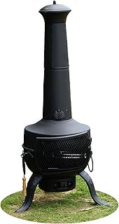 137cm Tall Large Garden Patio Chiminea Charcoal Wood Log Burner Fire Pit BBQ Cooking Grill Barbecue Heater Steel Outdoor Fireplace With Poker