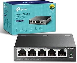 TP-Link TL-SG1005LP 5 Port Gigabit PoE Switch, 4× Gigabit PoE+ Ports, 802.3af/at 30W, 40W Total Budget, Network switch, Power Saving, Plug & Play, Metal Case, Ethernet Switch, Ethernet Splitter