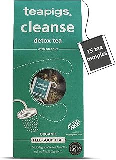 Teapigs Organic Cleanse Detox Tea Made With Whole Leaves and Herbs (1 Pack of 15 Temple Tea Bags) Feel Good Range