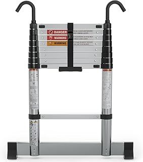 Nestling 8.5ft/2.6M Telescopic Ladder, Aluminium Loft Ladder Extendable, Max Load 150kg/330lb, Adjustable Step, for Decorating, Painting