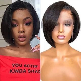 Short Pixie Cut Lace Front Wigs 6 inch, 13x6 HD Lace Front Wigs Human Hair Plucked for Women, Pixie Cut Human Hair Wig 180% Density Natural Black Color