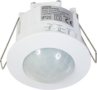 360° PIR Motion Sensor, Adjustable Recessed Occupancy Detector with Timer & LUX Control – Indoor Smart Presence Sensor for Lights, Hallways, Bathrooms & Utility Rooms