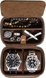 ROTHWELL 2 Watch Travel Case Storage Organizer for 2 Watches | Tough Portable Protection w/Zipper Fits All Wristwatches & Smart Watches Up to 50mm