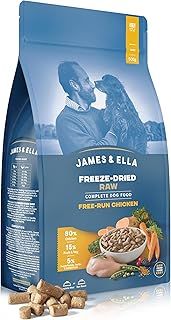 James & Ella Complete Freeze-Dried Raw Dog Food ❘ Free Run Chicken ❘ Freeze-Dried Dog Food, Packed with Protein, Essential Oils & Minerals for Happy, Healthy Dogs, Lightweight & Gluten Free (500g)
