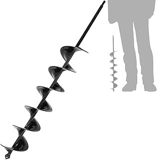 SYITCUN 8x60cm Garden Hole Digger Auger for Planting Bulbs Seedlings,Long Handle Bulb Planting Auger,Heavy Duty Garden Spiral Auger Drill Bit,Solid Core Shaft Planting Auger,Garden Bulb Planter Tools