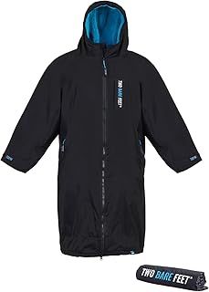 Two Bare Feet Waterproof Long Sleeve Changing Robe with Hood & Changing Mat, Sherpa Fleece Lining, Windproof, Warm, for Watersports, Swimming, Surfing, SUP