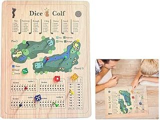 A Golf Dice Board Game Wood Tabletop Golf Board Game Fun Challenging Golf Dice Board Game Portable Golf Tray with Putting Green for Golfers Friends and Kids for Home Travel Camping Vacation Beach
