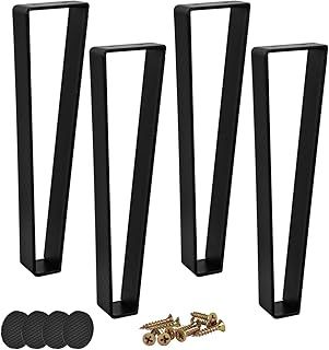 8 Inch / 20cm Trapezoid Metal Furniture Legs, 4Pcs Solid Steel Modern Style Table Legs Hairpin Heavy Duty sofa Feet for Home DIY Projects Coffee Table TV Stand Sofa Cabinet - Matte Black