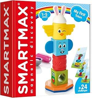 SMARTMAX - My First Totem, Magnetic Discovery Play Set with 24 Challenges, 7 pieces, 1 1/5-5 Years