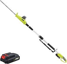 Cordless Pole Hedge Trimmer, Telescopic Long Reach 20V 2000mAh Li-ion Battery, Electric Cutter, 65CM Blade, Cutting Length 51CM, 16mm Tooth Opening Capacity,1Hr Fast Charger, 2.4m Extension Pole