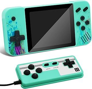 Handheld retro game console for kids, 3.5-inch LCD screen, preloaded with 800 classic retro video games, portable game console, mini arcade electronic toy gift for boys and girls (green)
