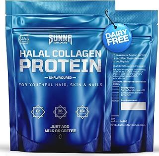 Halal Bovine Collagen Protein Powder for Hair Skin Nails and Joints - Type (I, III) Hydrolysed Premium Bovine Collagen Peptides for Women and Men | Gluten Free | Unflavoured