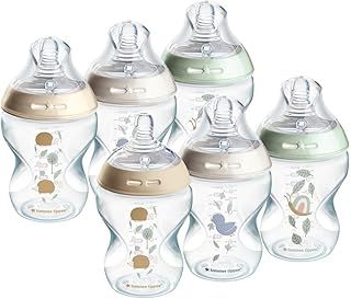 Tommee Tippee Natural Start Anti-Colic Baby Bottle, Slow Flow Breast-Like Teat for a Natural Latch, 0+ months, 260 ml, Anti-Colic Valve, Self-Sterilising, Pond Design, Pack of 6