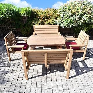 WOODEN GARDEN SET | 4FT 6INCH GARDEN TABLE, TWO BENCHES & TWO CHAIRS | DELIVERED FULLY ASSEMBLED FURNITURE