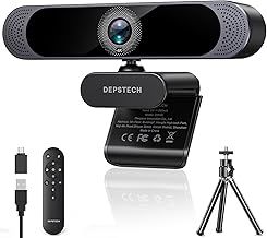 DEPSTECH 4K Webcam, Ultra HD 1/2.55'' Sony Sensor, 3x Digital Zoom, Dual Noise-Canceling Microphones, Remote Control, Auto Focus, Streaming Camera Webcam for PC, Laptop, Video Call, Zoom, Skype, Teams