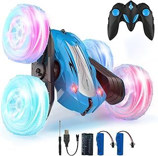 Remote Control Cars for Kids Toys 6+ Years Old Boys,Stunt Cars Wheel Lights Rc Car,Christmas Birthday Gift Boy Girls Age 6+ Years (Blue)
