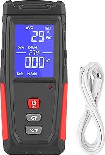 EMF Meter, Portable Digital Electrosmog & Radioactivity Meter, Rechargeable Ghost Hunting Equipment, Portable EMF Detector for Home/Outdoor, LED Light and Sound Alarm, Black