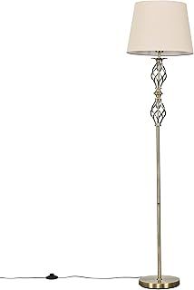 MiniSun | Traditional Style Antique Brass Double Twist Floor Lamp with a Beige Tapered Shade | Floor Lamps & Torchieres, Home Décor, Improvement & Lifestyle Essential