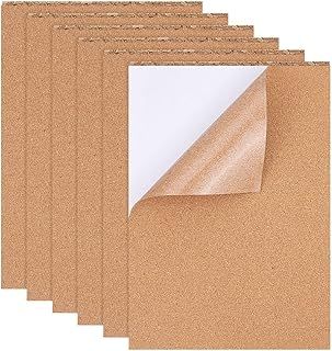 BENECREAT 8Pack Self-Adhesive Cork 21x30cm Rectangle Insulation 1mm Cork Sheets Cork Board Cork Tiles Mat for Coasters, Floors, Walls, DIY, Die Cutting, Craft Projects