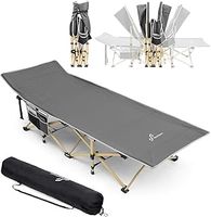 Sportneer Camp Beds for Adults, 74 * 28" Extra Wide Camping Beds for Adults with Side Pocket, Camping Beds for Outdoor Travel Folding Camp Bed for Picnic Office Indoor
