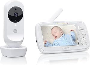 Motorola Nursery Ease 44 Connect - WiFi Baby Monitor with Camera - 4.3 Inch Video Baby Monitor Display - Hubble App - Night Vision, Lullabies, Microphone, Room Temperature Monitoring - White