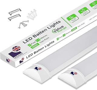 Eco LED 4ft Office Ceiling Strip Light - Batten Light Twin Pack - Ideal for Offices, Garage & Workshop,120cm, 6500K, IP20 4800 Lumens