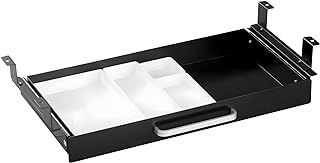 OSteed Under Desk Drawer Organizer 54cm with 4 Plastic Divider Trays, Sliding Pull-Out Pencil Drawer Storage Box for Home Office Accessories, Stand Work Table with or without 5cm Max Crossbar, Black