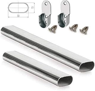 1200mm Oval Chrome Wardrobe Rail 30mm Clothes Hanging Hanger Pole Closet