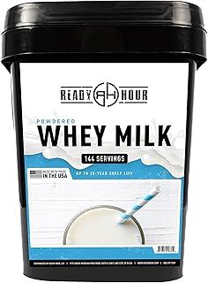Ready Hour, Bulk Powdered Milk, Real Non-Perishable Whey, 25-Year Shelf Life, Portable Emergency and Adventure Food Supply, Durable Flood Safe Container, 144 Servings