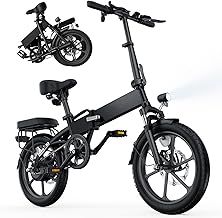 U3 Electric Folding Bike, 16 inch Portable Electric Bicycle, 2.5H Fast Charge Ebike, 18.6MPH & 55KM Range, 3 Riding Modes, Front Shock Absorber, Foldable E-bike for Adults/Teens