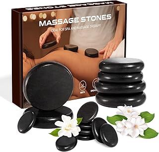 14Pcs Hot Stones Massage Kit, Hot Rocks Basalt Massage Stones for Home Spa Warming Therapy Relaxing