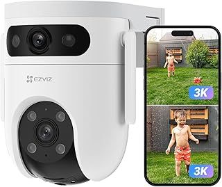EZVIZ Dual Lens 6K (3K+3K) No Monthly Fee Security Camera Outdoor, 360° Pan Tilt, Supports 512GB, Auto-Track, Patrol Mode, Human/Vehicle Detection, Color Night Vision, Wi-Fi CCTV, Alexa/Google (H9c)