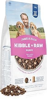 James & Ella Kibble + Raw Puppy Food - Free Run Turkey (1.5kg) ❘ Nutritious High Protein Kibble Combined with Freeze-Dried Raw Meat Nuggets, Contains Essential Oils & Minerals, Grain & Gluten Free