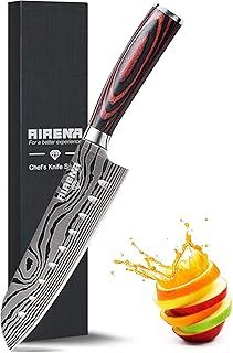 Japanese Santoku Knife, Professional Kitchen Knives - German Carbon Stainless Steel - Razor Sharp - Stain & Corrosion Resistant - Ergonomic Handle, Best for Home Kitchen and Restaurant