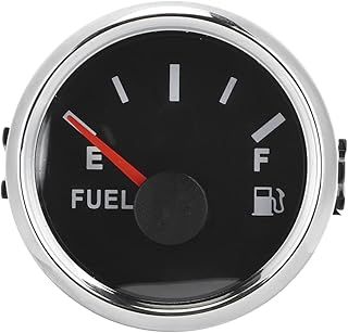 Oil Fuel Level Gauge Meter Indicator 52mm/2in Fuel Oil Tank Level Gauge 0-190ohm Pointer Meter for Marine Boat Car - Anti-Fogging, Anti-Rust, Waterproof Stainless Stress Frame(Black)