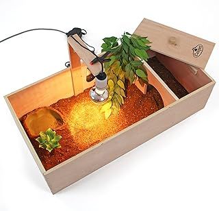 Wooden Reptile House with Run and Lamp Arm - 820 x 410 x 200 mm