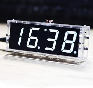 Electronic DIY Clock - 4-digit Digital LED Clock Kit - Automatically Displays Time/Temperature (White)