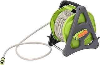 Amazon Basics Wall Mounted Garden Hose Pipe Reel with Hose, 30 m, Light Green, Grey