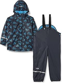CareTec Boy's Rain Suit-Pu W. Fleece Raincoat and Kids Waterproof Trousers
