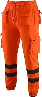 MS9 Mens Hi Viz Vis High Visibility Fleece Cargo Work Trousers Joggers H1