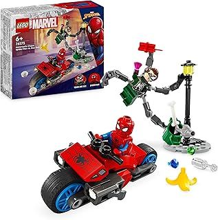 LEGO Marvel Motorcycle Chase: Spider-Man vs. Doc Ock, Motorbike Building Toy for Kids, Boys and Girls aged 6 Plus with Stud Blasters, Web Shooters & 2 Minifugres Incl. Spidey, Super Hero Gifts 76275