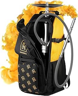Shisha Pipe Bag Large with 13 Compartments - Premium Hookah Backpack - Travel Carrying Bag Storage on the Go - Shisha Accessory Set - Padded & Waterproof M. ROSENFELD