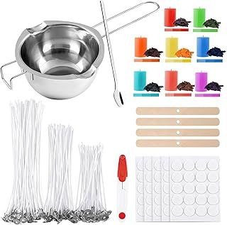 ALLAVA Candle Making Kit, Candle Making Kits for Adults, Make Your Own Candle, 100 Candle Wicks, 8 Candle Colour, 100 Candle Stickers, 4 Wick Holders, Candle Kit for Adults Beginners Wax Melt Kit