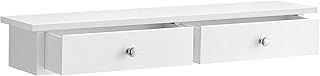 SONGMICS Wall Shelf, Floating Shelf with 2 Drawers, Holds up to 15 kg, 15 x 65 x 10 cm, for Hallway, Living Room, Office, Easy Installation, Space Saving, Modern Style, White LWS65WT