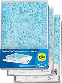PetSafe ScoopFree Replacement Crystal Cat Litter Tray, Self-Cleaning Automatic Cat Litter Box Tray Refills - Dust Free Non-Clumping, Odour Control,Pack of 3, White, Blue
