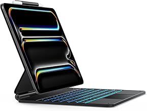 OMOTON Bluetooth Magnetic Keyboard Case for iPad Pro 13 Inch (M4, 2024), Backlit Tablet Keyboard Cover With Trackpad, QWERTY UK Layout, Black